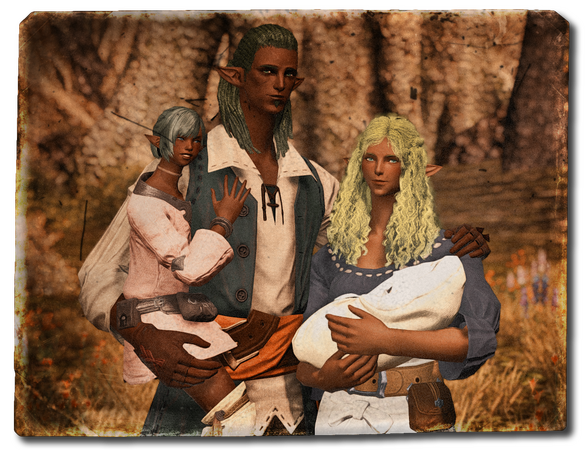 A young Ishgardian family enjoying a sunny day out on the Western Highlands, c. 1554